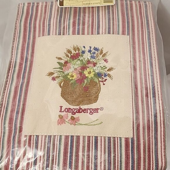 Longaberger Floral Embroidered Striped Botanical Day Small Tote Bag Cottage Core - Picture 8 of 8